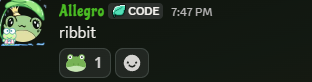 A message in Discord that matched an Auto-Reactor rule, with a 🐸 reaction added automatically.